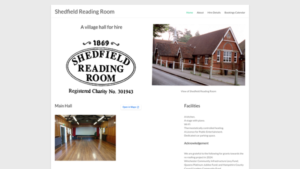 Screenshot of the Reading And Recreation Rooms website