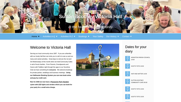 Screenshot of the Victoria Hall website