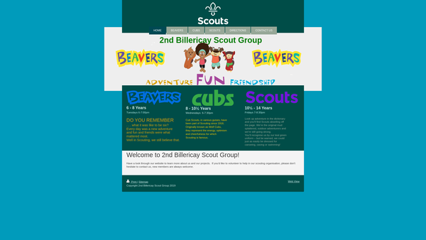 Screenshot of the 2nd Billericay Scout Group website