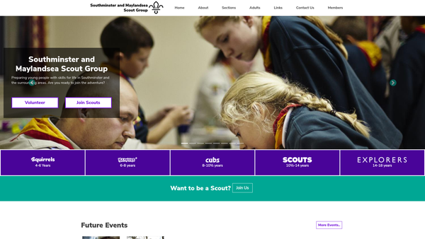 Screenshot of the Southminster And Maylandsea Scout Group website