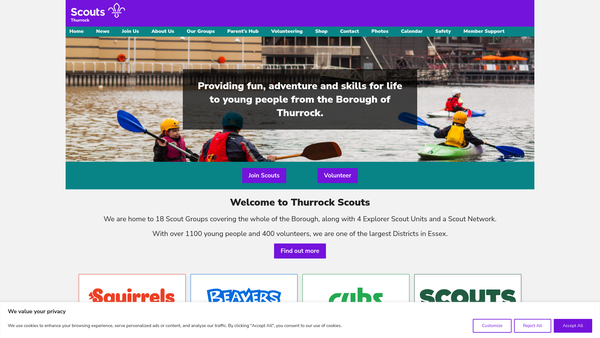 Screenshot of the 1st Horndon-On-The-Hill Scout Group website