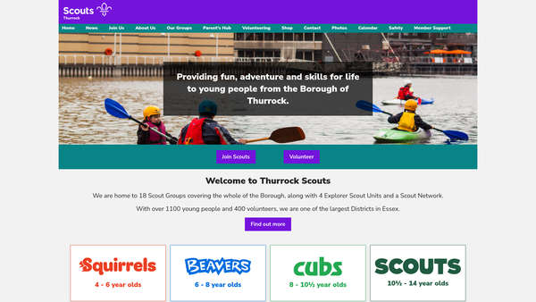 Screenshot of the 1st Stanford-Le-Hope Scout Group website