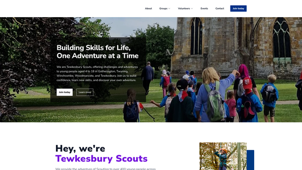 Screenshot of the 3rd Tewkesbury Scout Group website