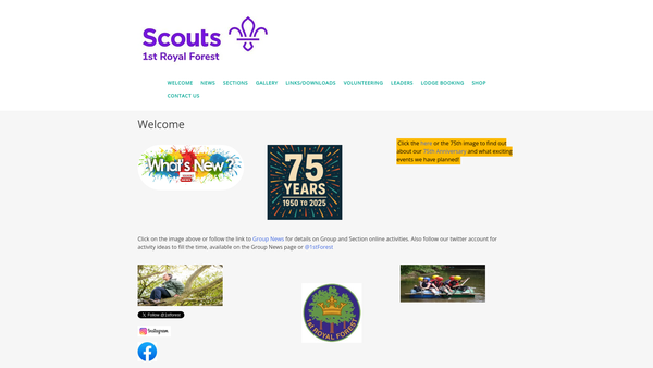 Screenshot of the 1st Royal Forest Of Dean Scout Group website