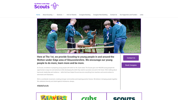 Screenshot of the 1st Wotton-Under-Edge Scout Group website