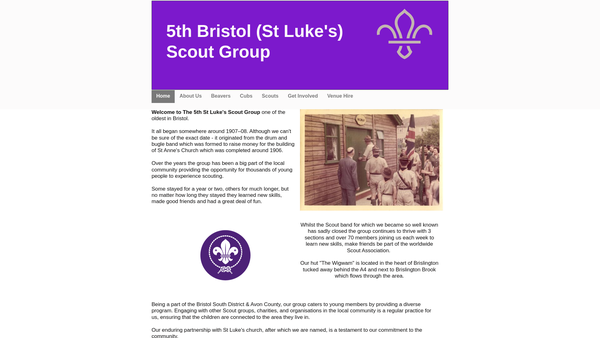Screenshot of the 5th Bristol (St Lukes) Scout Group website