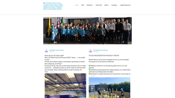 Screenshot of the 7th Bristol (Christchurch Clifton) Scout Group website