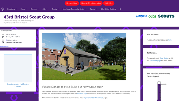 Screenshot of the 43rd Bristol (St Mary Magdalene Stoke Bishop) Scout Group website