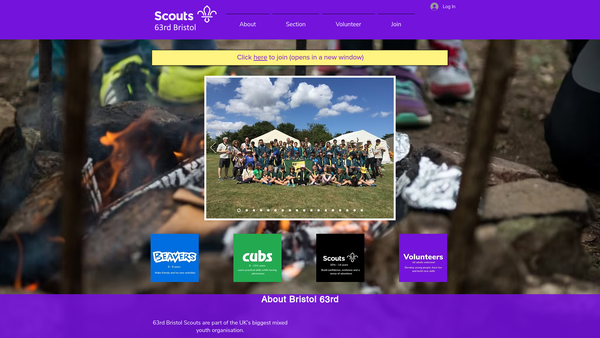 Screenshot of the 63rd Bristol (St Andrew With St Bartholomew) Scout Group website