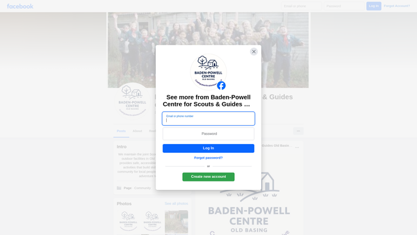 Screenshot of the Old Basing Scouts And Guides Hall website
