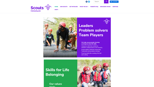 Screenshot of the 1st Christ Church (Town) Scout Group website