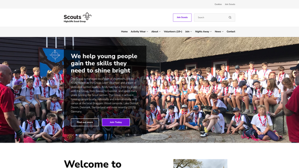 Screenshot of the 5th Christchurch (Highcliffe) Scout Group website