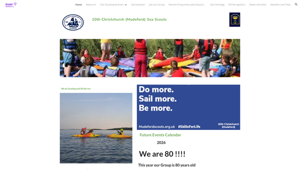 Screenshot of the 10th Christchurch Scout Group website