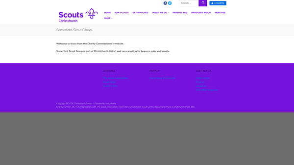 Screenshot of the 20th Christchurch (Somerford) Scout Group website