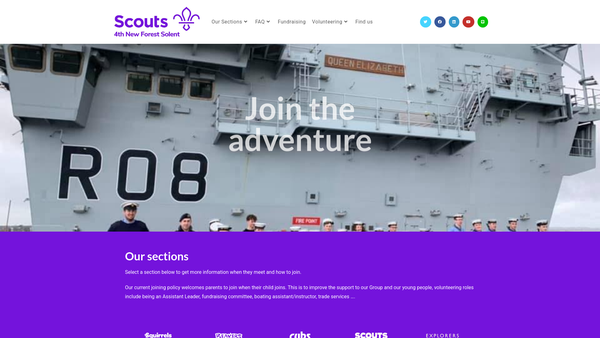 Screenshot of the 4th Hythe Sea Scouts website