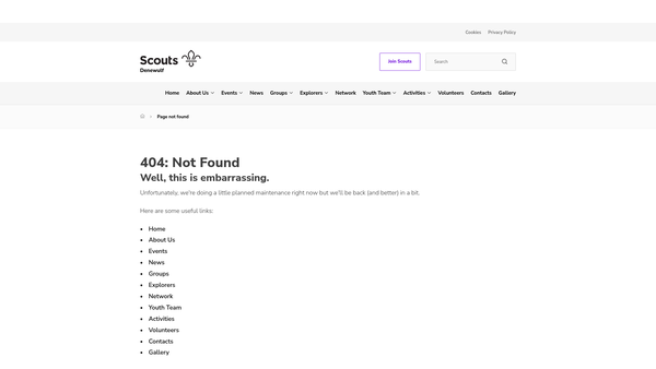 Screenshot of the 1st Droxford Scout Group website