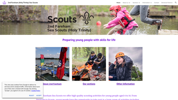 Screenshot of the 2nd Fareham Sea Scout Group website
