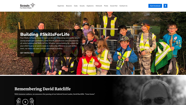 Screenshot of the Four Marks Scout Group website