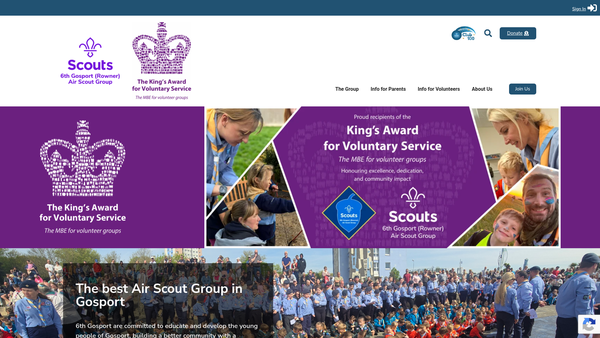 Screenshot of the 6th Gosport (Rowner) Scout Group website