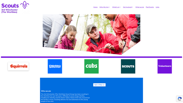 Screenshot of the 3rd Winchester (The Worthies) Scout Group website