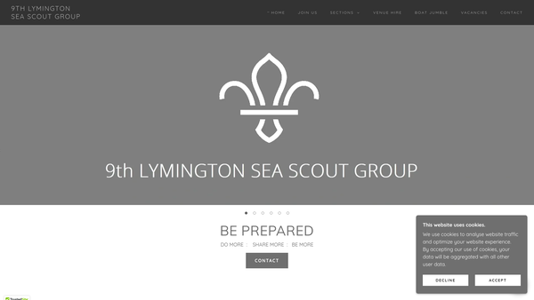 Screenshot of the 9th Lymington Sea Scouts website
