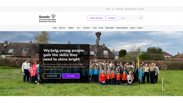 Screenshot of the 21st Romsey (Nursling And Rownhams) Scout Group website