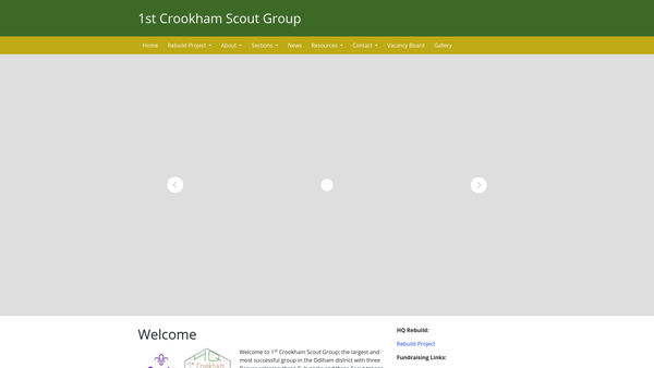 Screenshot of the 1st Crookham (Odiham District) Scout Group website