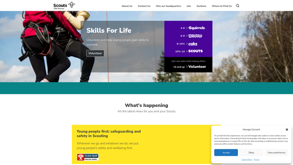 Screenshot of the 15th Romsey (North Baddesley) Scout Group website