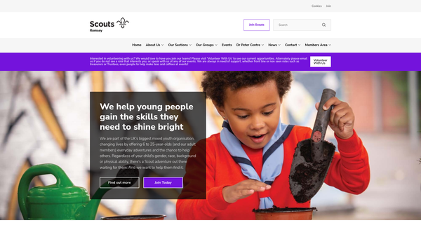 Screenshot of the Romsey District Scout Council website