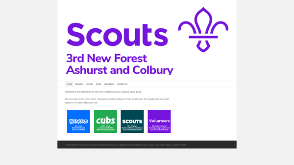 Screenshot of the Third New Forest North (Ashurst And Colbury) Scout Group website