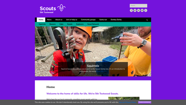 Screenshot of the 5th Testwood Scout Group website