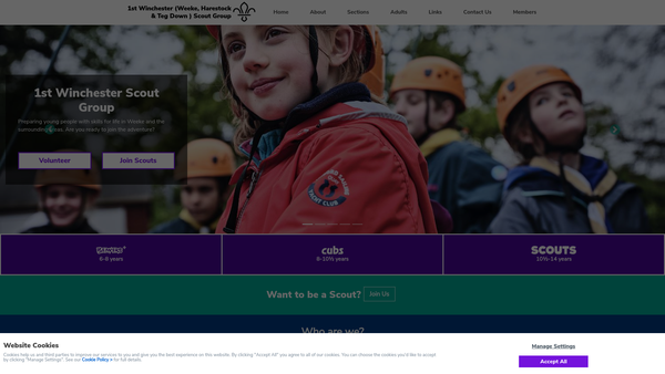 Screenshot of the 1st Winchester Scout Group website