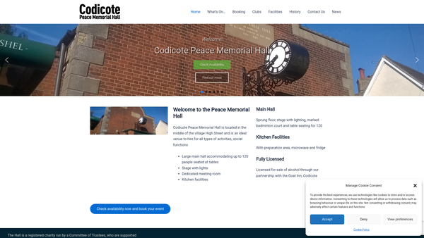 Screenshot of the Peace Memorial Hall website