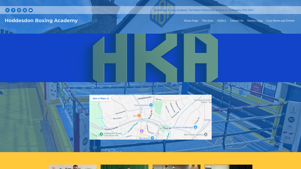 Screenshot of the Hoddesdon Boxing Academy website