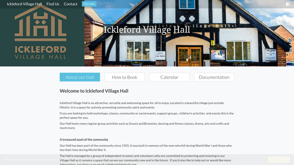 Screenshot of the The Ickleford Village Hall website