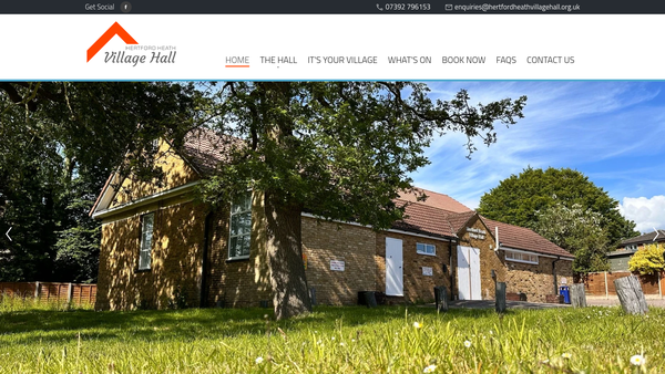 Screenshot of the Hertford Heath Village Hall website
