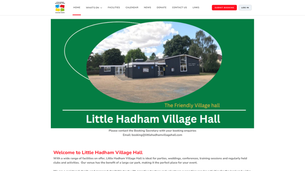 Screenshot of the Village Hall Trust, Little Hadham website