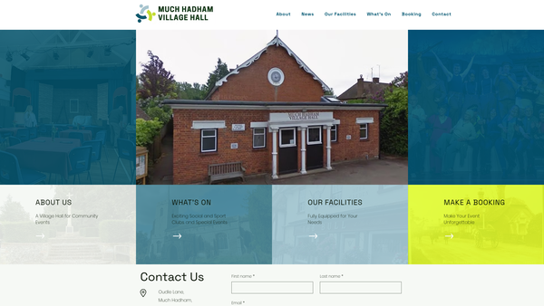 Screenshot of the Much Hadham Village Hall website