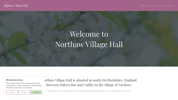 Screenshot of the The Village Hall website