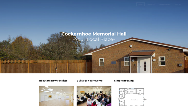 Screenshot of the Cockernhoe Memorial Hall website