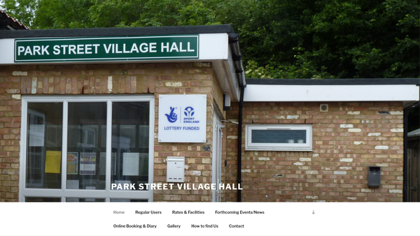 Screenshot of the Park Street Village Hall website