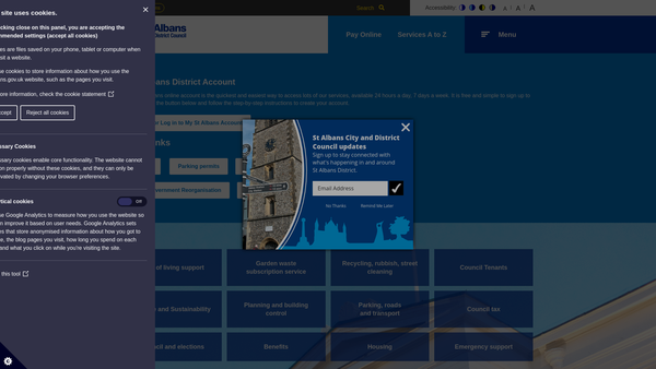 Screenshot of the Public Recreation Ground website