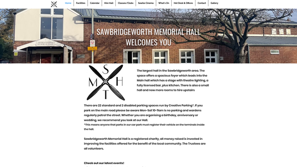 Screenshot of the Sawbridgeworth Memorial Hall website