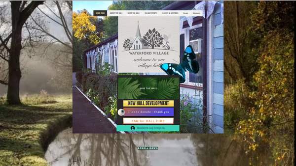 Screenshot of the Waterford Village Hall website