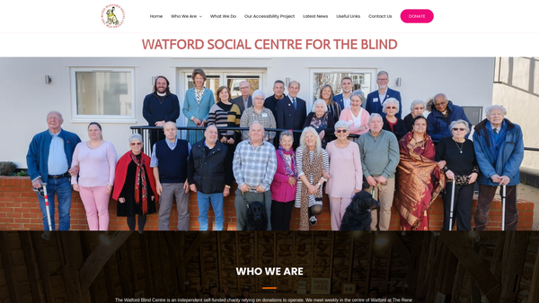 Screenshot of the Watford Social Centre For The Blind website