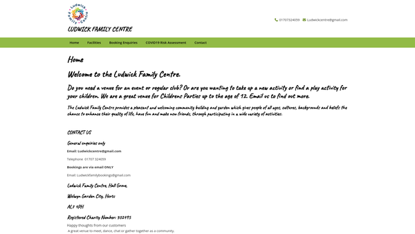 Screenshot of the Ludwick Family Centre website