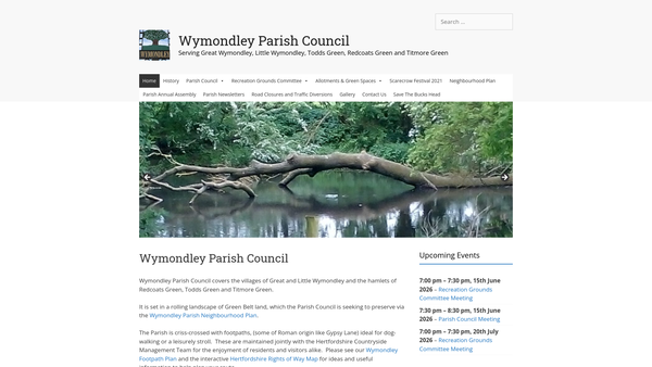 Screenshot of the Little Wymondley Recreation Ground and Children's Playground Charity website