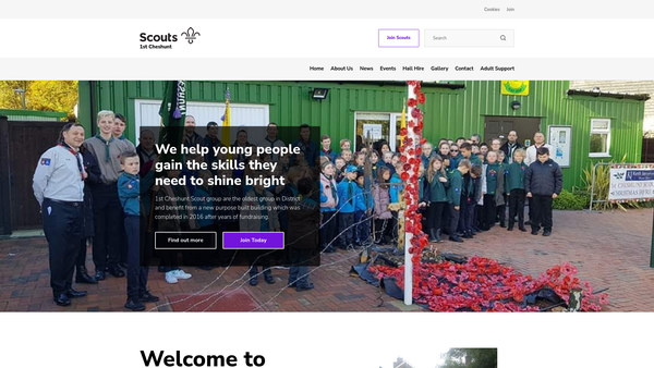 Screenshot of the 1st Cheshunt Scout Group website