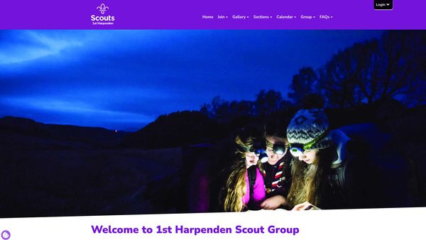Screenshot of the 1st Harpenden (Methodist) Scout Group website