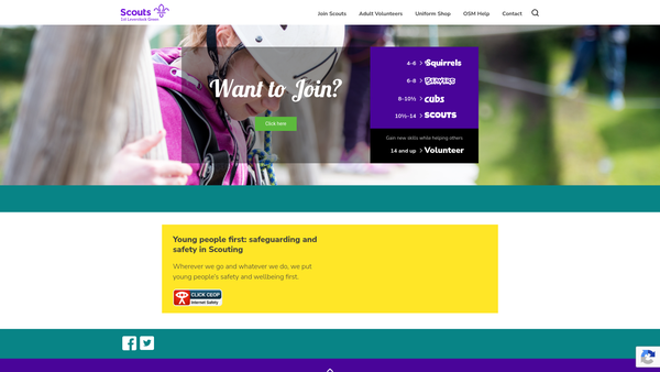 Screenshot of the 1st Leverstock Green Scout Group website